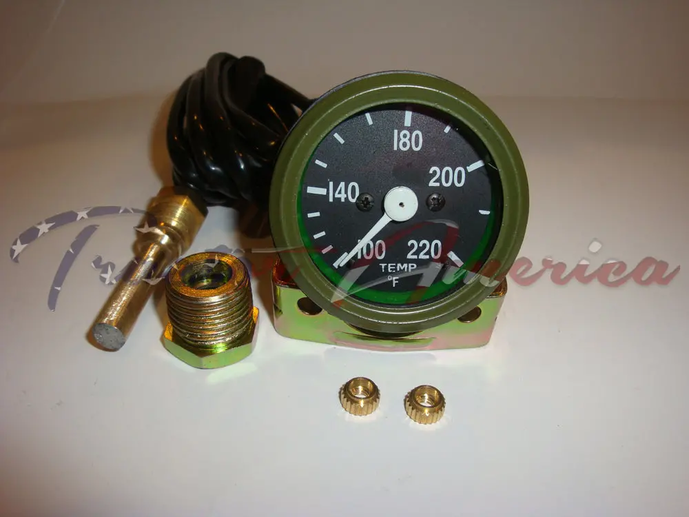 Temperature Gauge For Willys Mb Jeep Ford Cj Gpw / Olive Bezel Back Face 1
