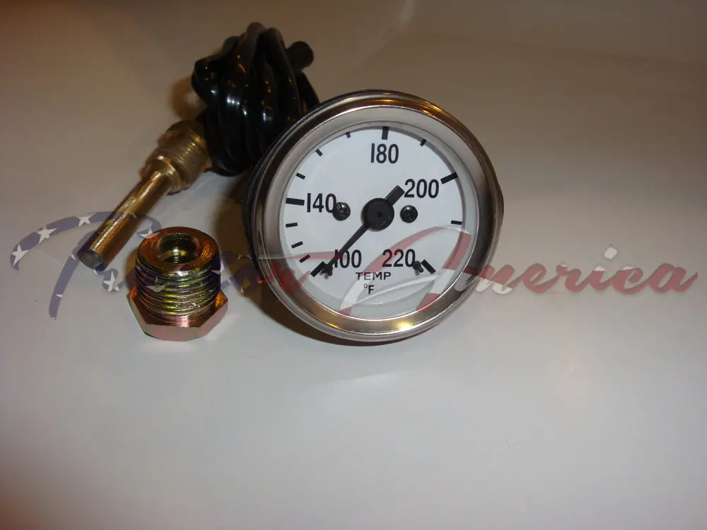 Temperature Gauge For Willys Mb Jeep Ford Cj Gpw / Chrome Bezel White Face 1