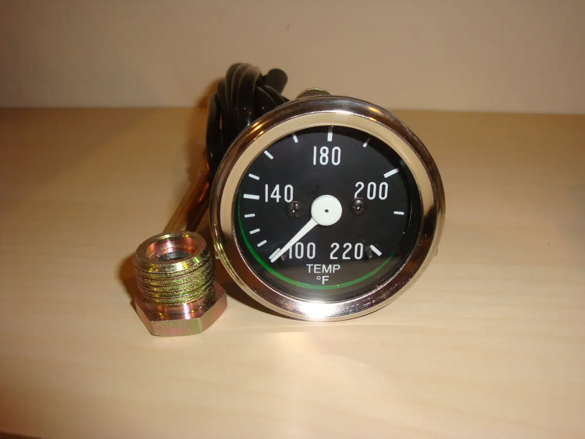 Temperature Gauge For Willys Mb Jeep Ford Cj Gpw / Black Dial Chrome Bezel 1