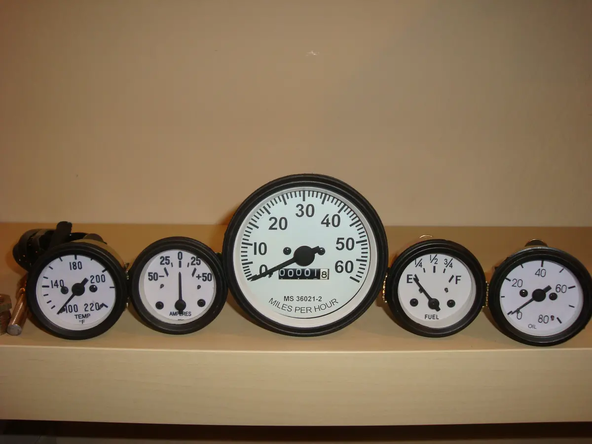 Speedometer Temp Oil Fuel Amp Gauge Set White For Willys Mb Jeep Ford Cj Gpw 1