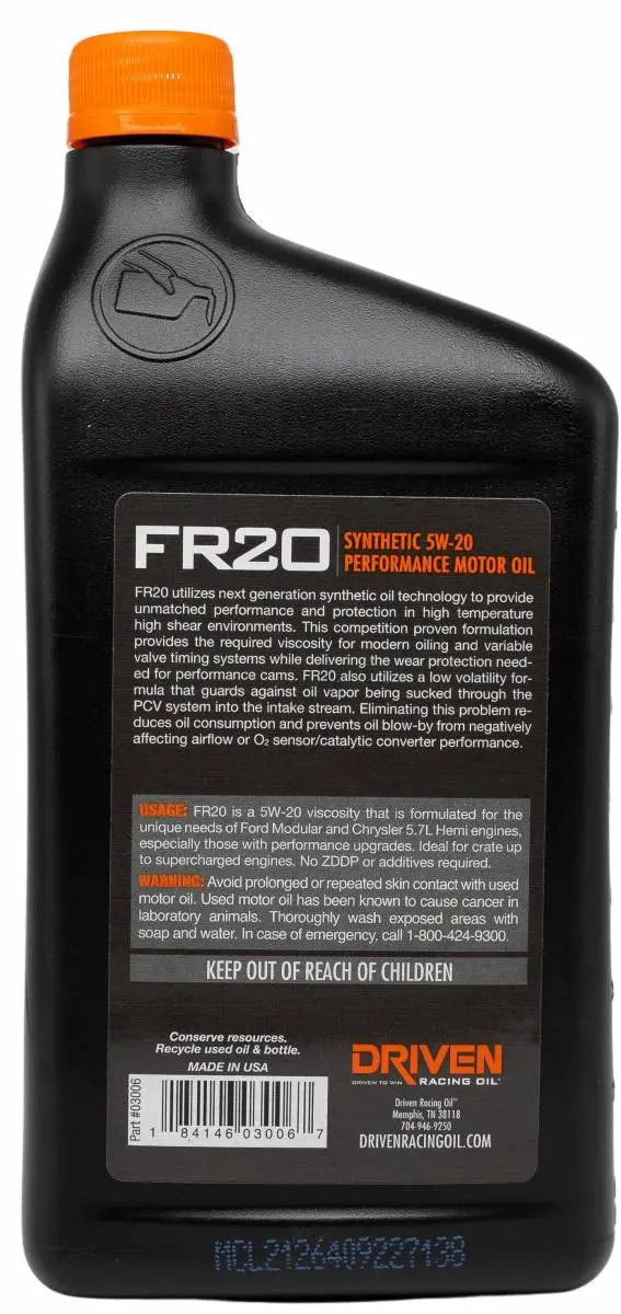 Fr20 5W-20 Synthetic Street Performance Oil 2