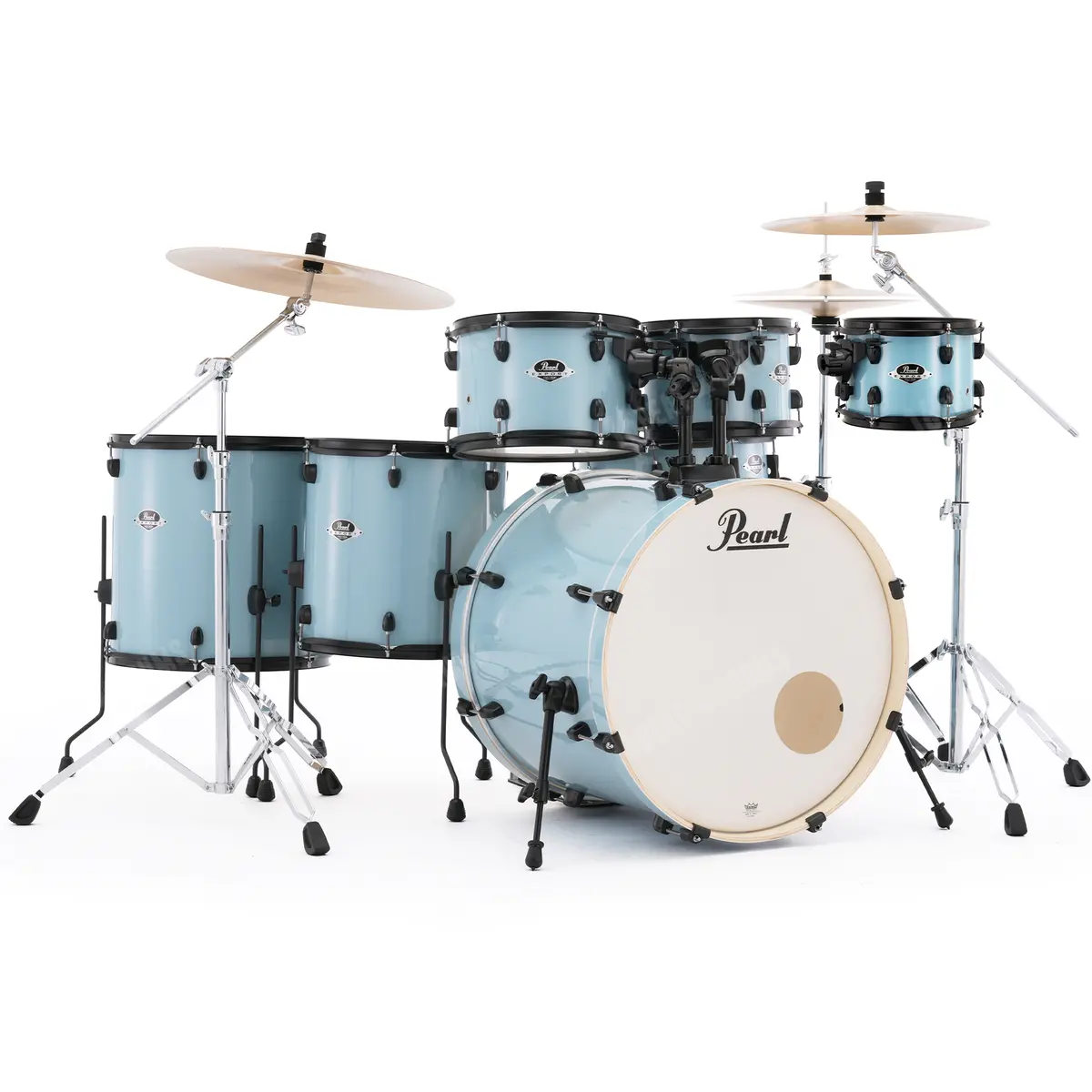 Pearl Drums Export Series Complete 7 Pc Drum Shell Set With 22" Kick Drum In Daphne Blue W/ Black Hardware Exx-727-S-P-N-C-869 2