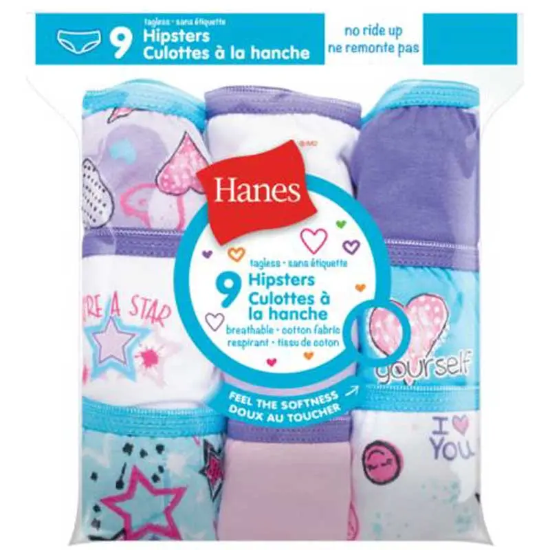 Hanes Girls 9 Pack Hipsters 1