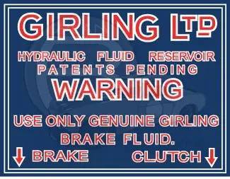 Girling Fluid Warning - Late 1