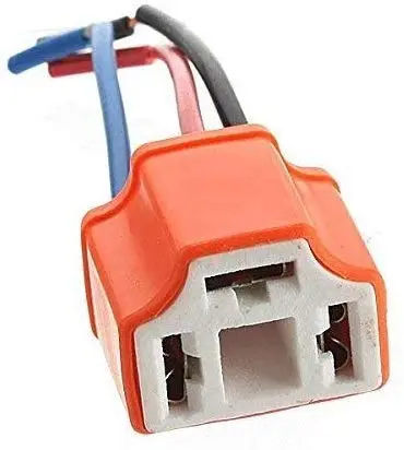 H4 / Hb2 Car Motorcycle Headlight Ceramic Bulb Holder 3 Pin Female Socket Wire Cable ( Pack Of 2 ) 1