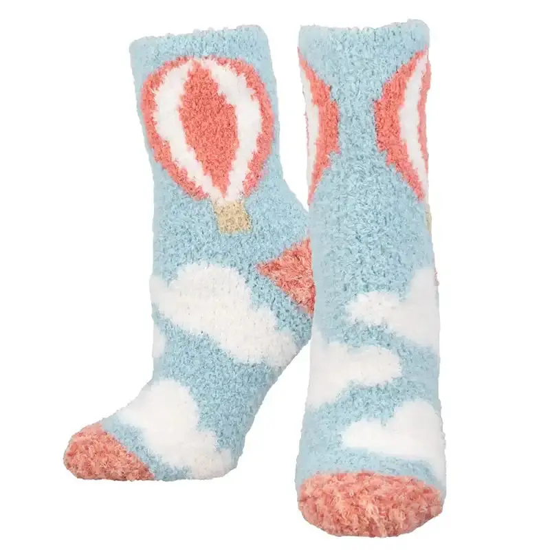 'Hot Air Balloon' Printed Plush Women's Socks 1