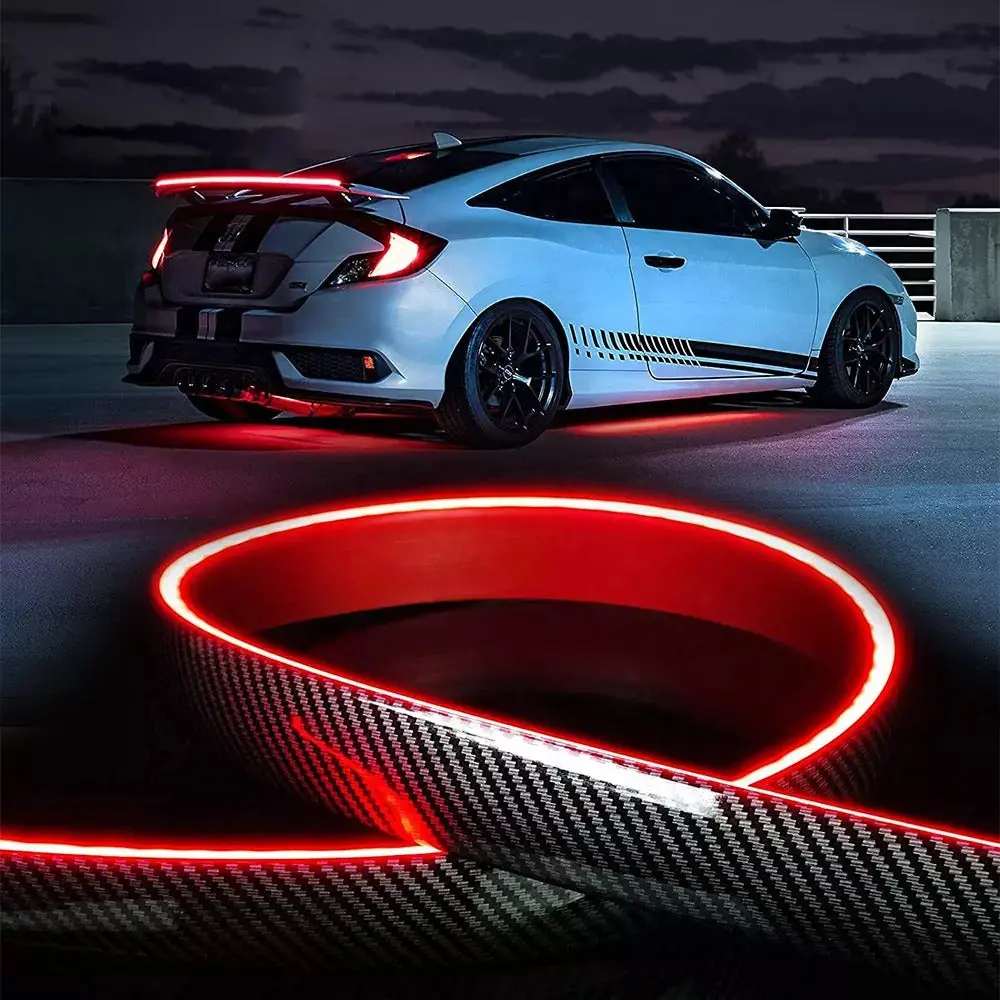 Spoiler Universal En Fibra De Carbon Con Luz Led 1