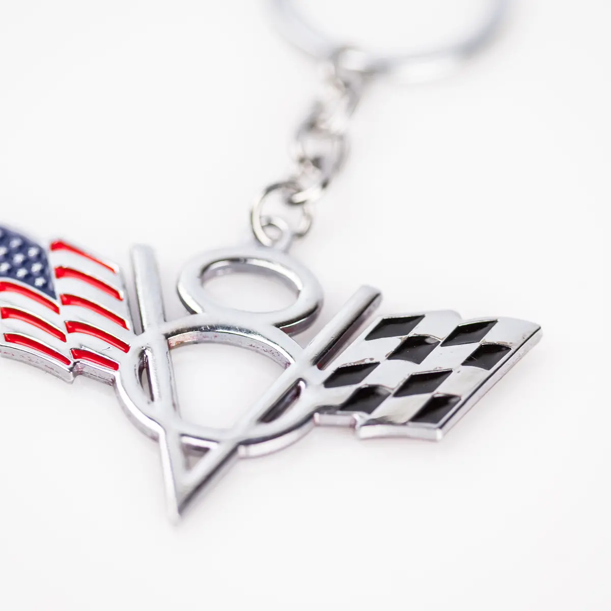 V8 Metal Flag Keychain 1
