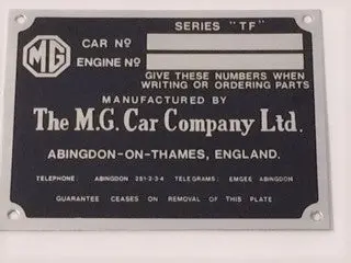 Identification Plate, Tf 1