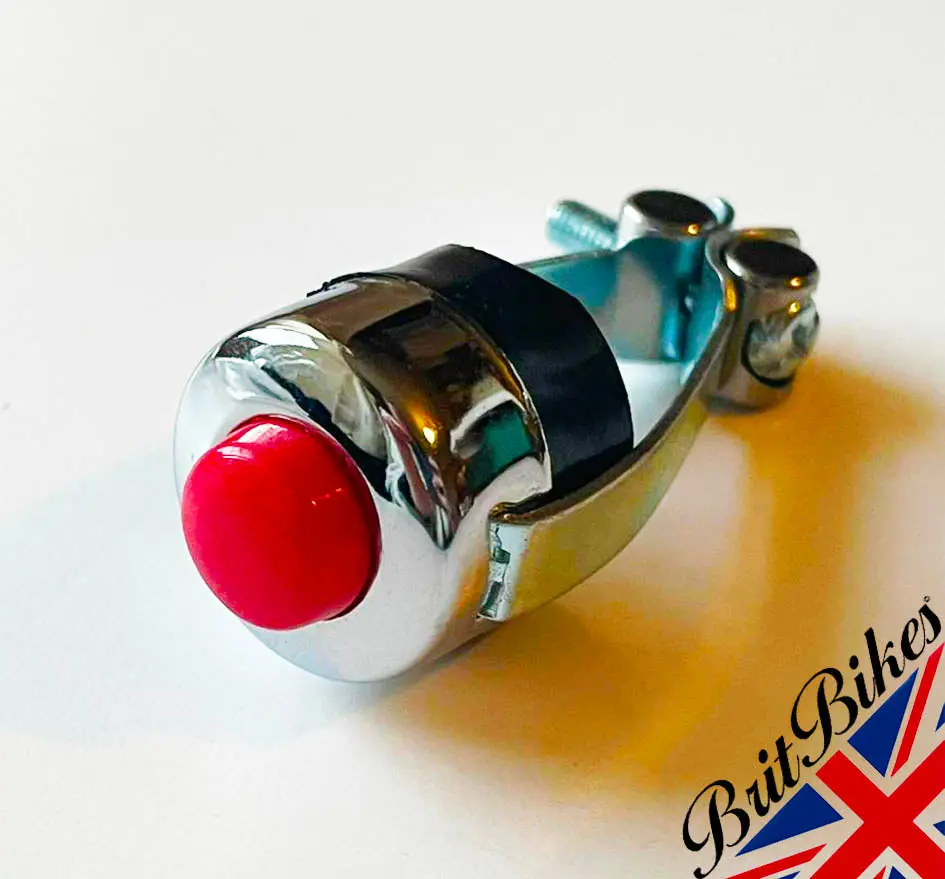 Universal Chrome Motorbike Horn Stop Kill Switch 7/8" Bars - Custom Cafe Racer 1