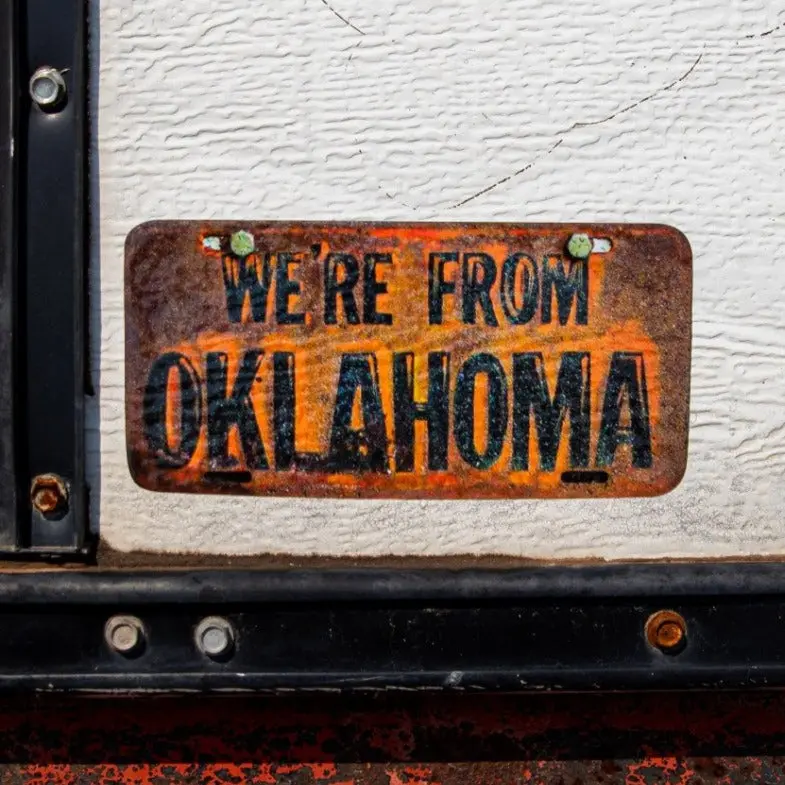 We're From Oklahoma - License Plate Sticker! 1