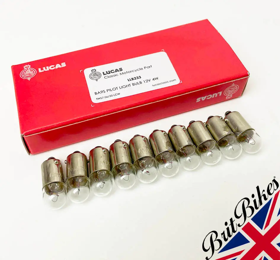 Genuine Lucas Motorcycle Pilot Light Bulb 12V 4W Ba9s Llb233t - Choose Qty 1