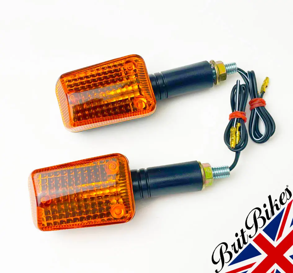 Motorbike Long Stem Mini Indicators (Pair) - Amber Motorcycle Scooter Universal 1