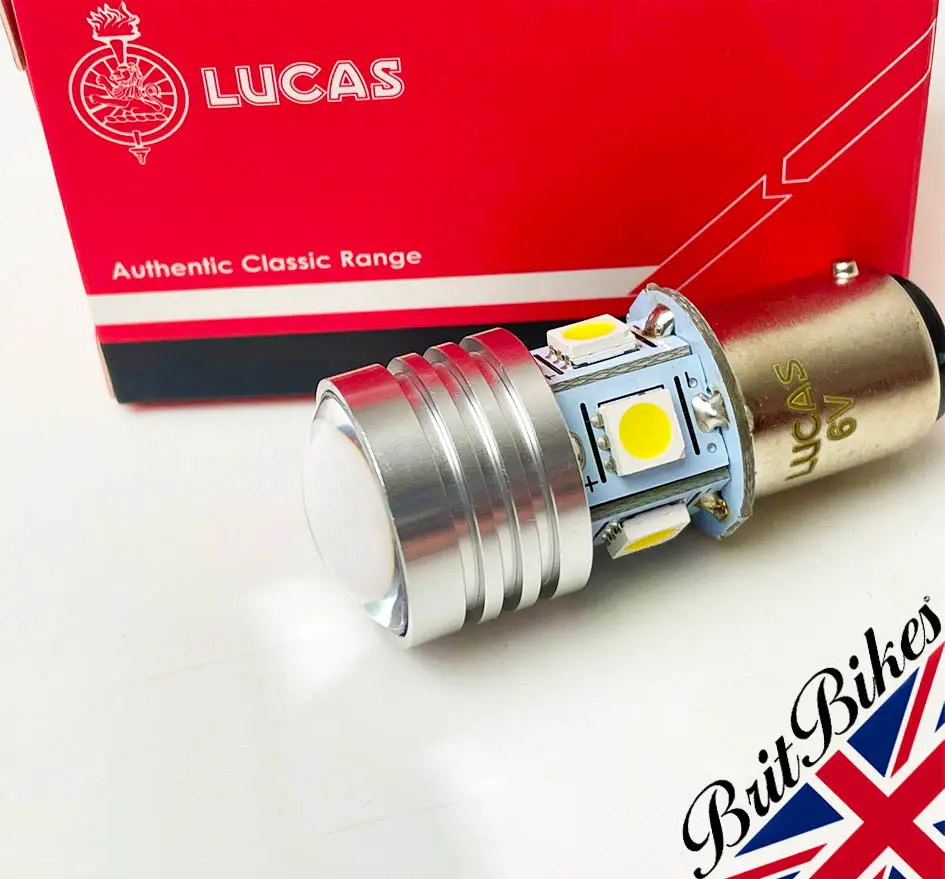 Genuine Lucas Motorcycle Led Stop Tail Bulb 6V Sbc Bay15d Bsa Norton Triumph 1