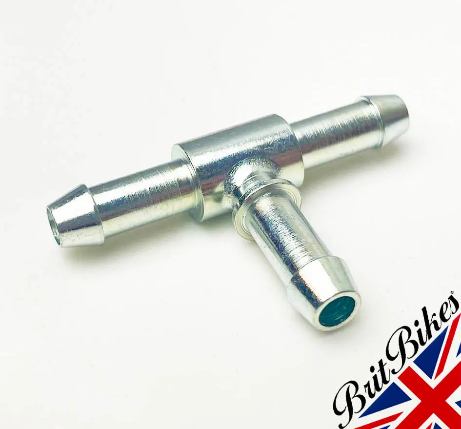 T Piece - 1/4" Hose Fuel Line Oil Pipe Spigot - British Bike Bsa Norton Triumph 1