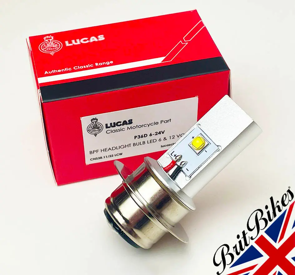 Genuine Lucas Motorcycle Led Headlight Bulb 6-24V P36d British Pre Focus Bpf 1