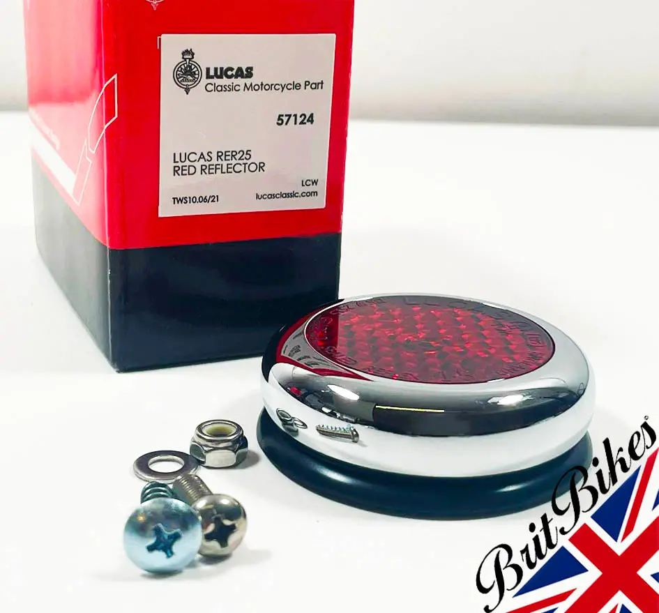 Genuine Lucas 2" Red Reflector Bsa Norton Triumph Classic Car Motorbike Rer25 1