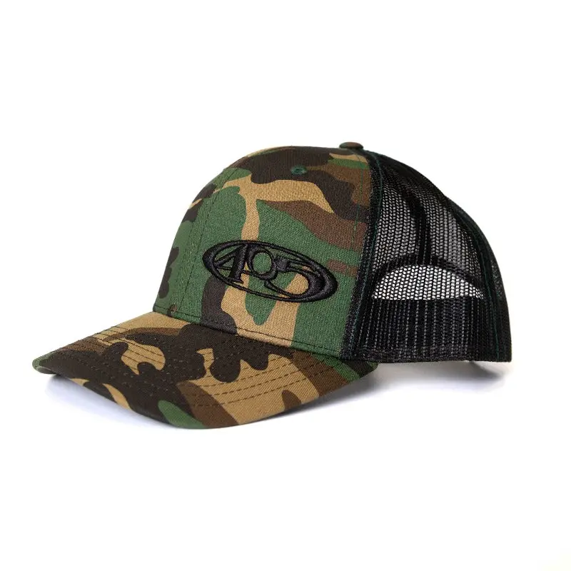 Camo W/ Black 405 Mesh Snap Back Hat 1