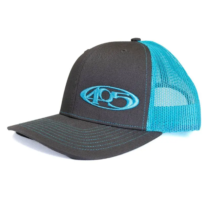 Grey W/ Teal 405 Snap Back Mesh Hat 1