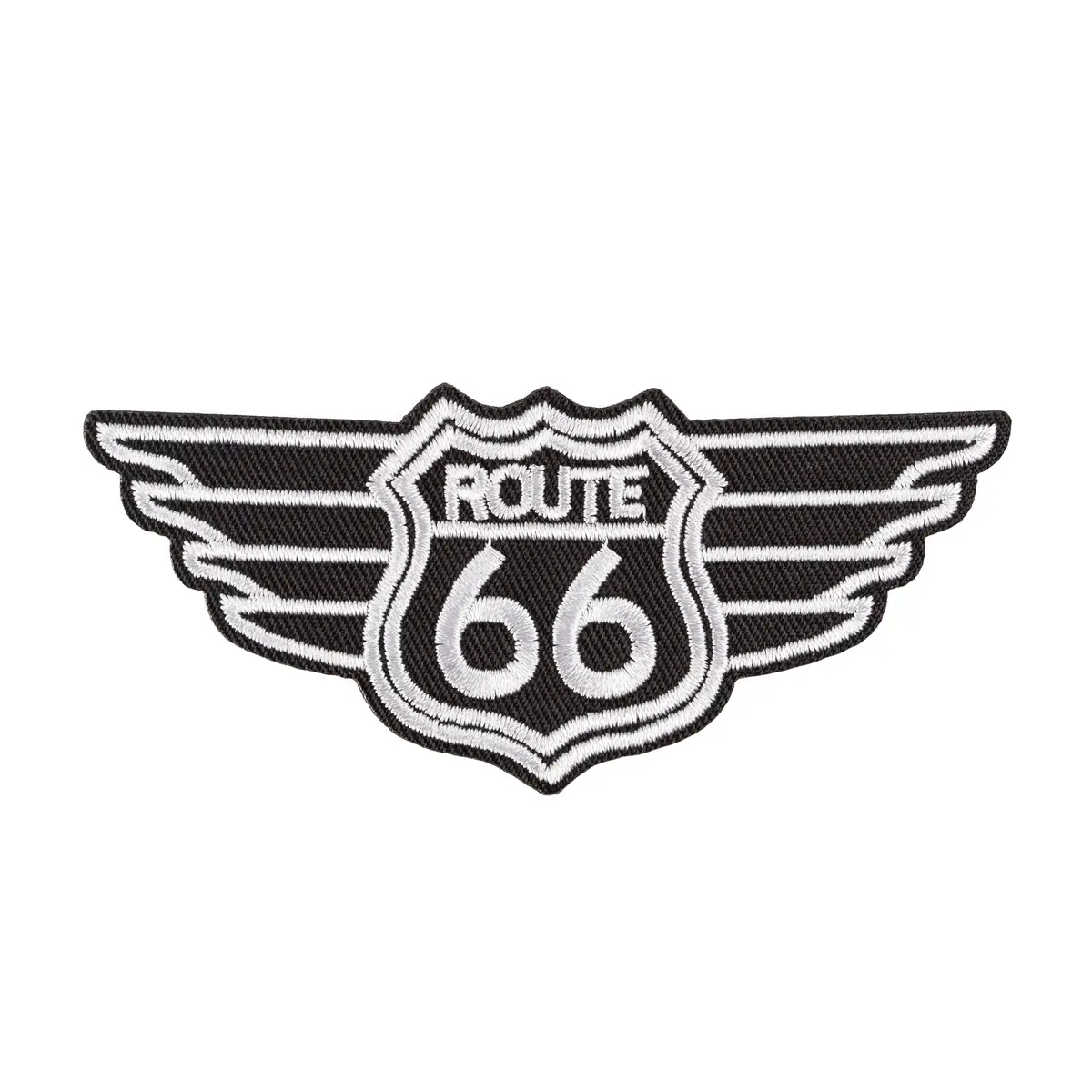 Black Route 66 With Wings - Embroidered Patch 1