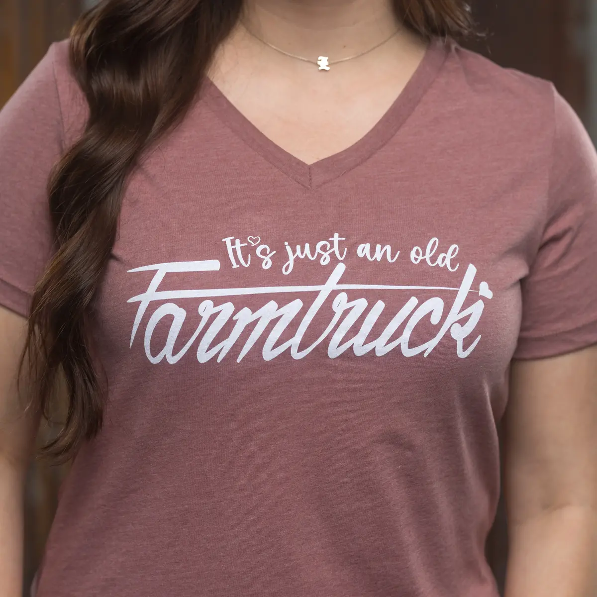 It's Just An Old Farmtruck! - Women's Relaxed Fit Bella V-Neck / Mauve Pink 1