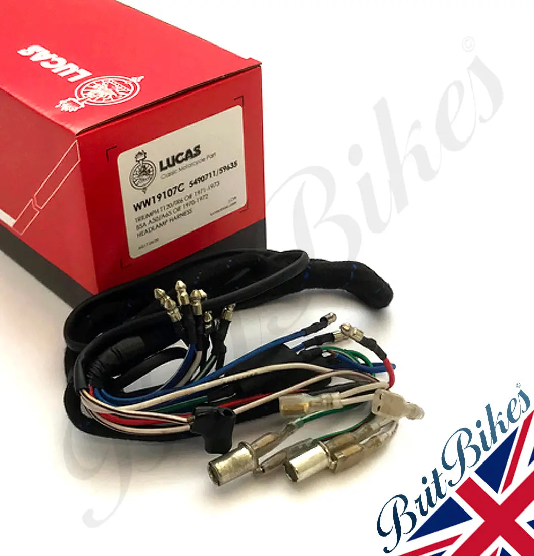 Genuine Lucas Headlamp Wiring Harness Triumph Tr6 T120 (1971-73) - 5490711 1