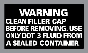 Dot 3 Brake Fluid Warning 1