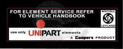 Mgb Coopers Air Cleaner Decal-Unipart 1