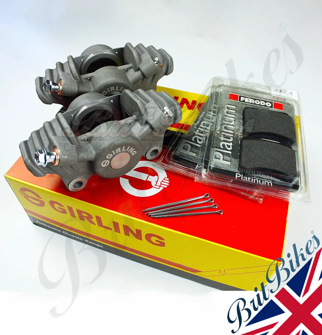 Pair Of Girling Brake Caliper Cp2696 & Ferodo Pads - Bsa Triumph 60-4101 1