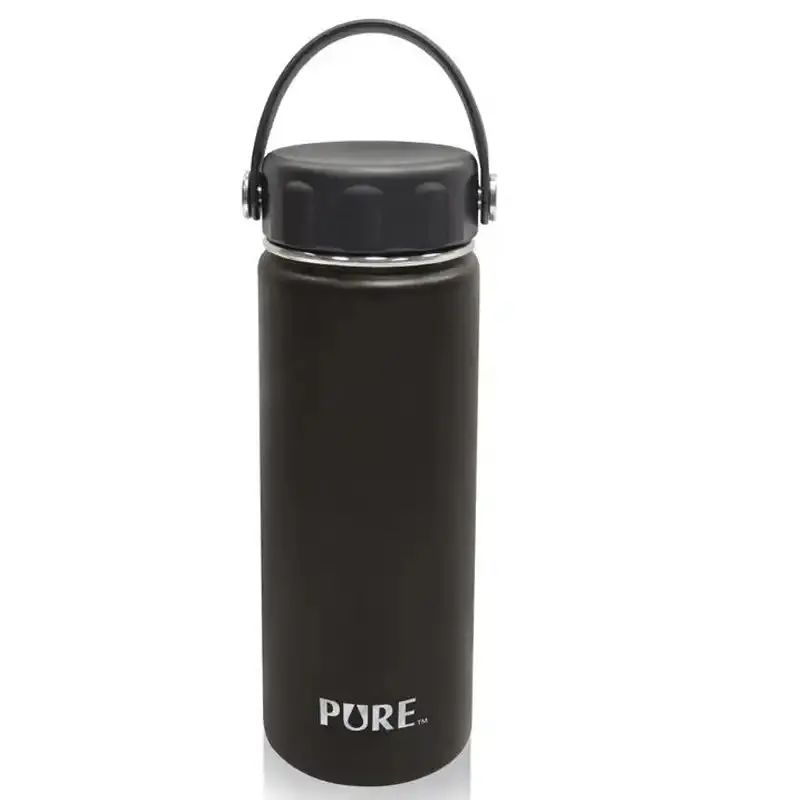 Pure 600Ml Black Thermal Steel Bottle 1
