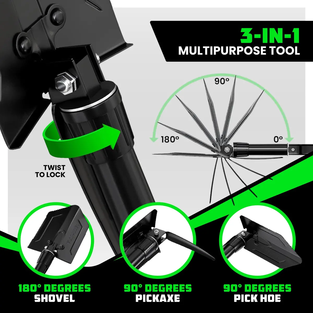Folding Survival Shovel W/ Pick 3