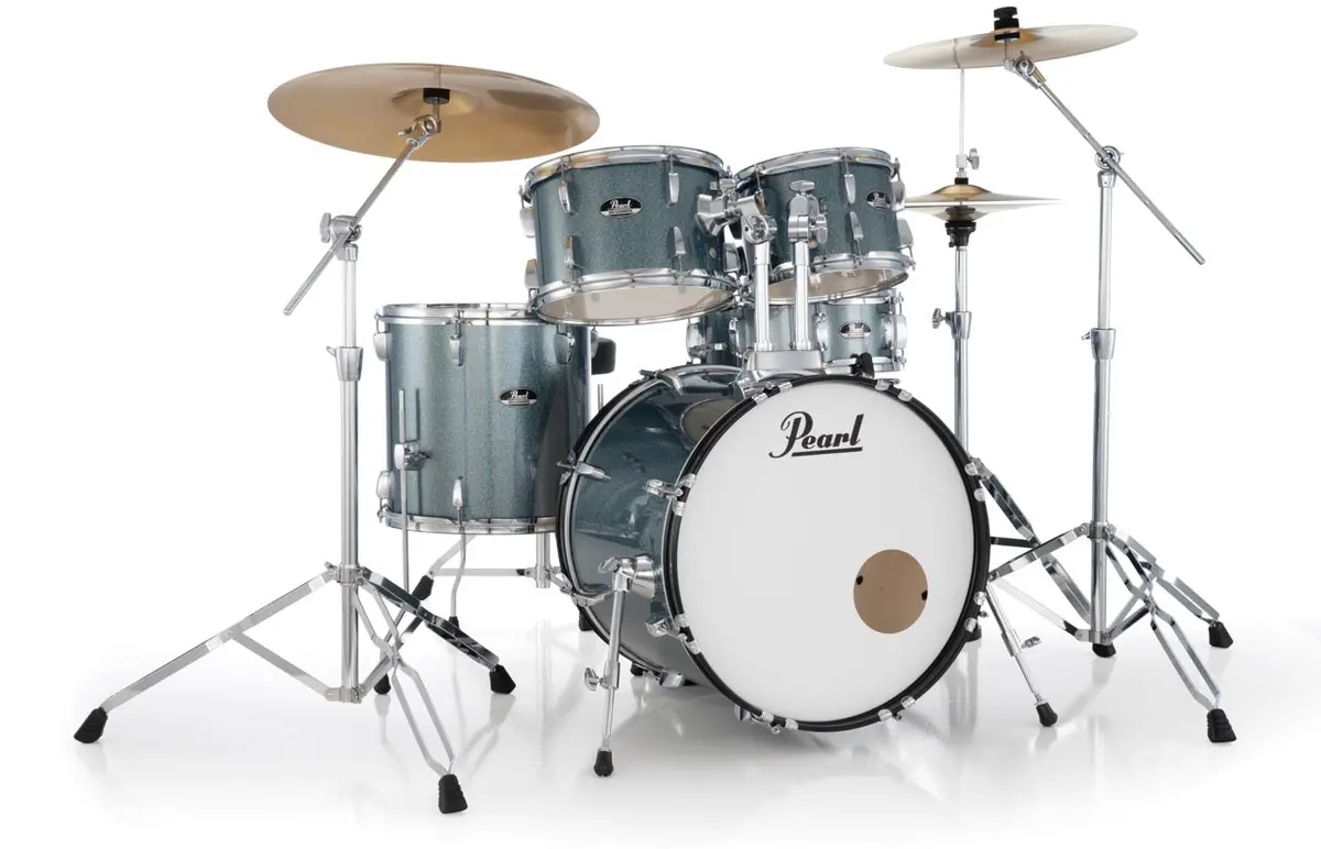 Pearl Drums Roadshow Series Complete 5 Pc Drumset With 18" Kick Drum Including 2 Cymbals, Hardware And Throne Rs-585-C-C 2
