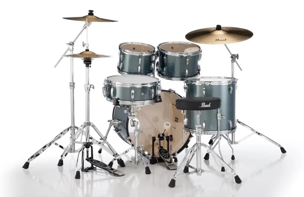 Pearl Drums Roadshow Series Complete 5 Pc Drumset With 18" Kick Drum Including 2 Cymbals, Hardware And Throne Rs-585-C-C 3