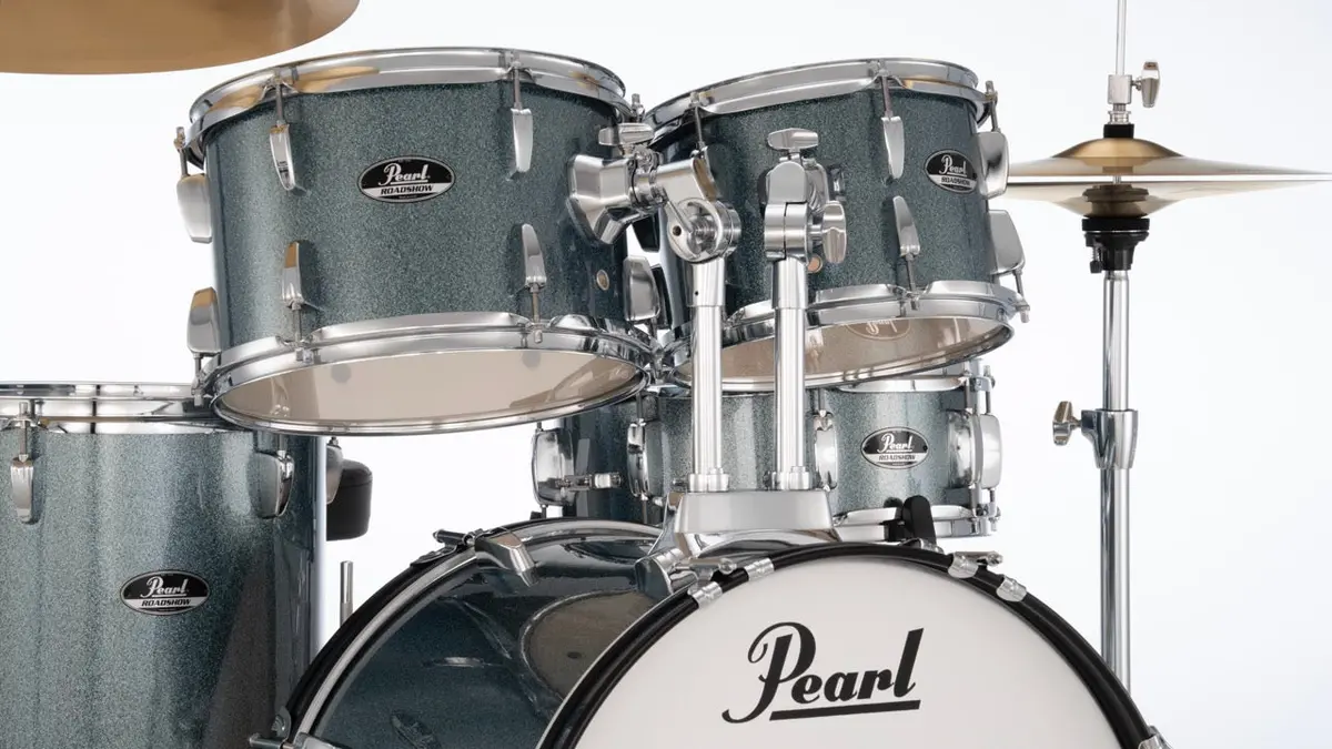 Pearl Drums Roadshow Series Complete 5 Pc Drumset With 18" Kick Drum Including 2 Cymbals, Hardware And Throne Rs-585-C-C 6