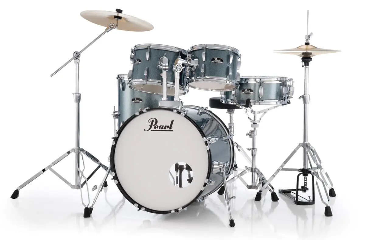 Pearl Drums Roadshow Series Complete 5 Pc Drumset With 18" Kick Drum Including 2 Cymbals, Hardware And Throne Rs-585-C-C 5
