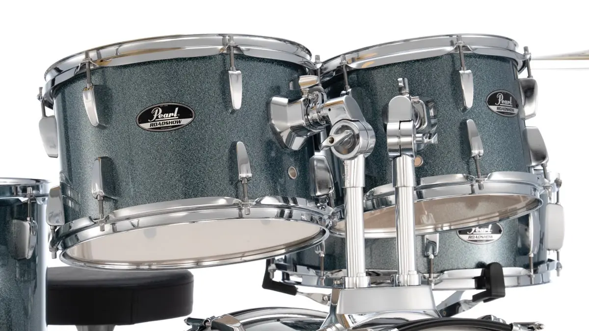 Pearl Drums Roadshow Series Complete 5 Pc Drumset With 18" Kick Drum Including 2 Cymbals, Hardware And Throne Rs-585-C-C 4