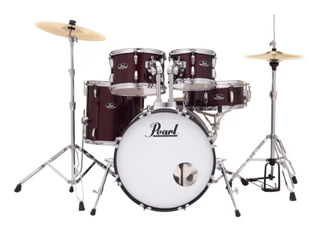 Pearl Drums Roadshow Series Complete 5 Pc Drumset With 18" Kick Drum Including 2 Cymbals, Hardware And Throne Rs-585-C-C 5