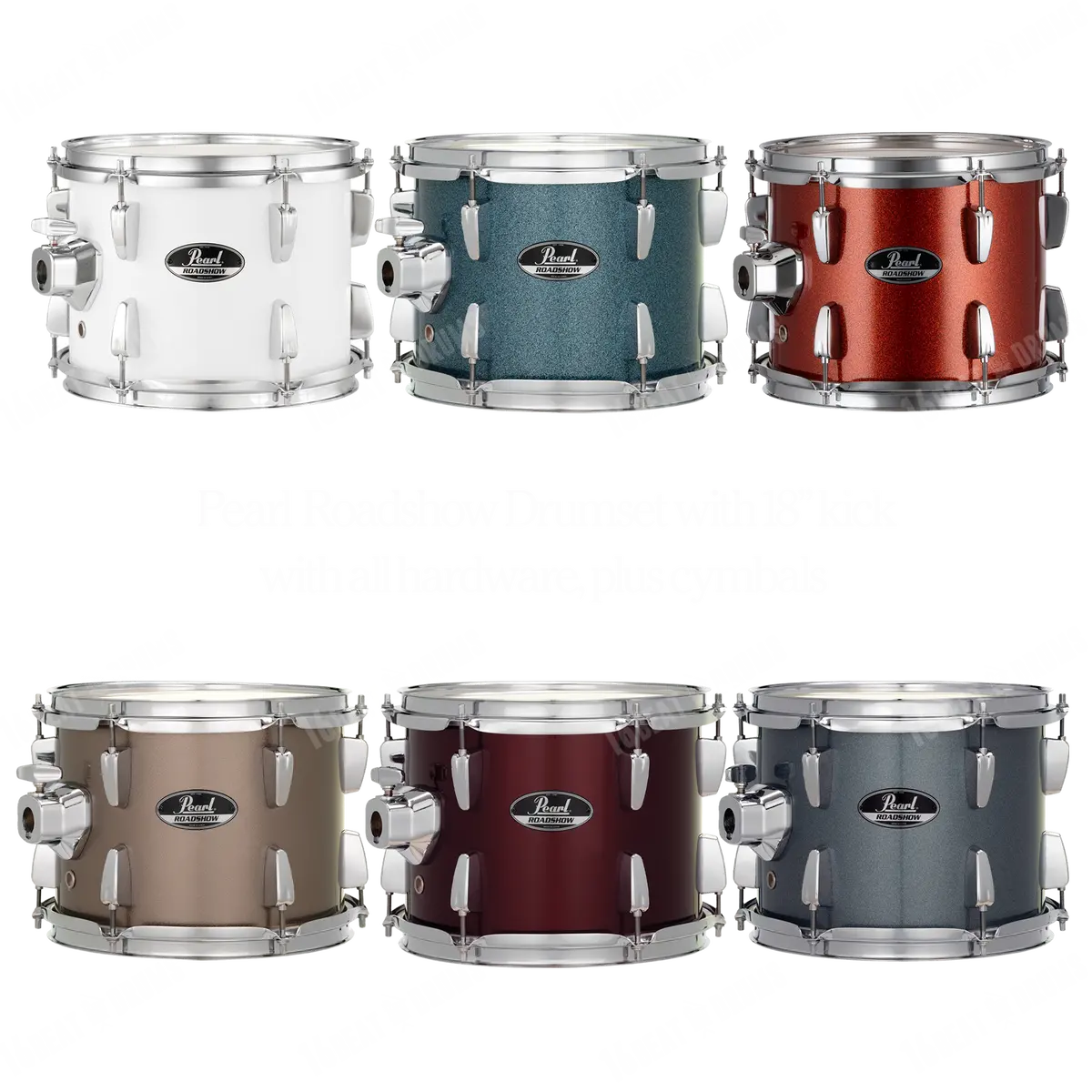 Pearl Drums Roadshow Series Complete 5 Pc Drumset With 18" Kick Drum Including 2 Cymbals, Hardware And Throne Rs-585-C-C 1