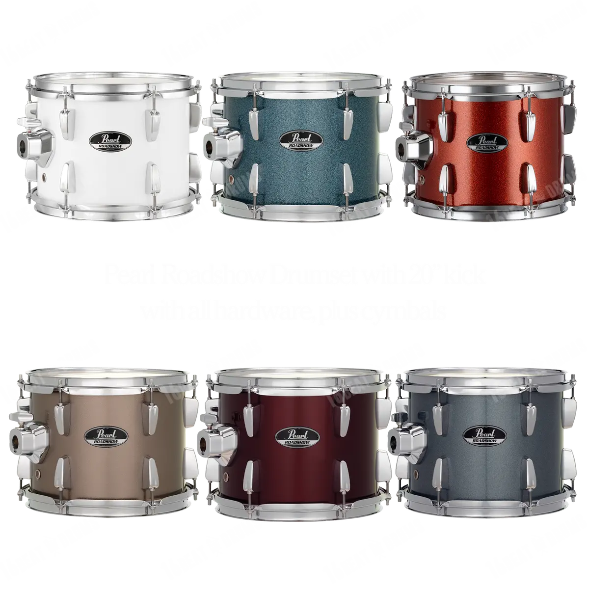 Pearl Drums Roadshow Series Complete 5 Pc Drumset With 20" Kick Drum Including 3 Cymbals, Hardware And Throne Rs-505-B-C-C 1