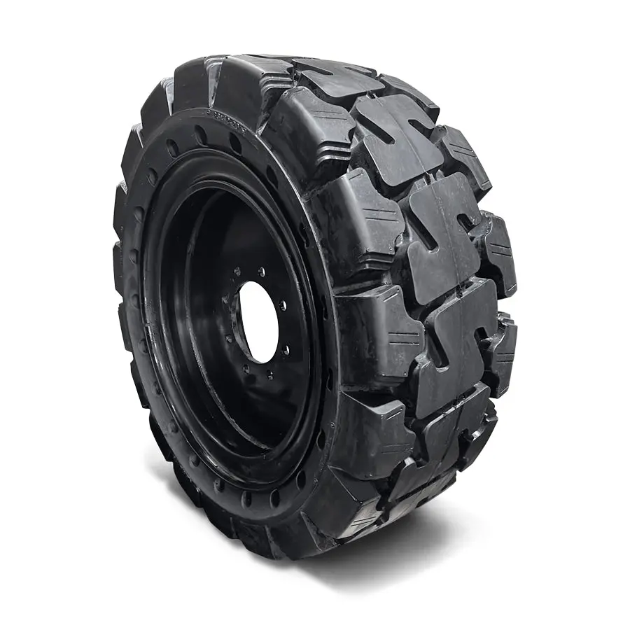 Solid Skid Steer Tire 33X12x20 - With Wheel Assembly 8 Hole-Non-Directional Tread-Qty Of 4-(331220) Replaces (12165) 2