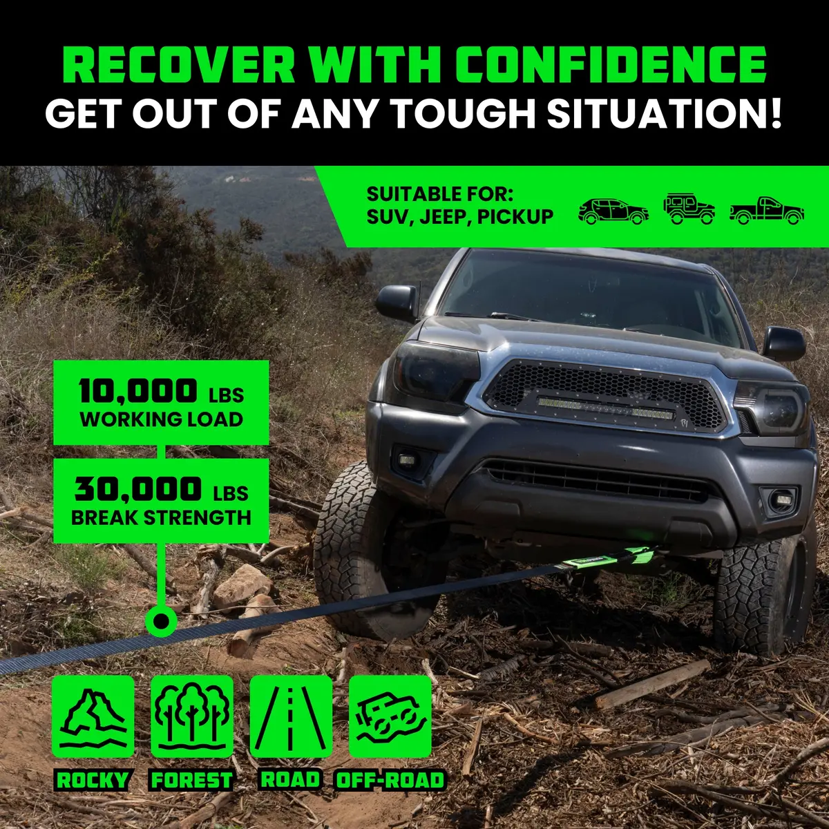 3" Ultimate Recovery Tow Strap 8
