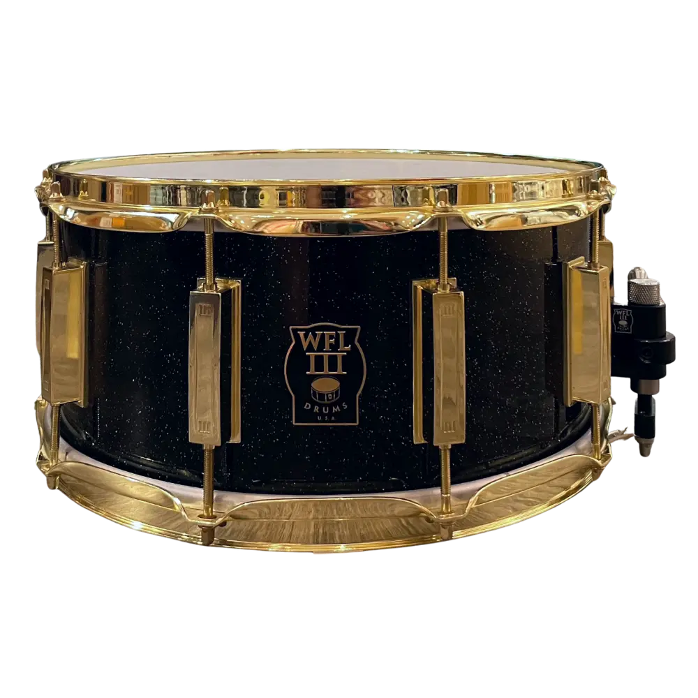 Wfl3 Aluminum Snare Drum - Black Sparkle 6.5"X14" Brass Lugs Trick B2 1