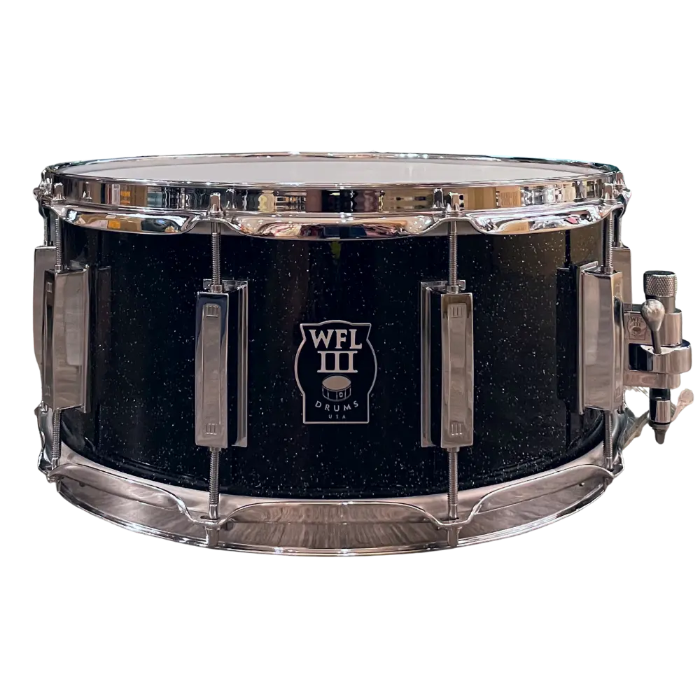 Wfl3 Aluminum Snare Drum - Black Sparkle 6.5"X14" Chrome Lugs Trick B1 1