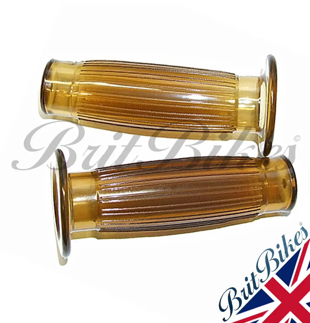 Beston Type Handlebar Grips Gel Brown 1" - Cafe Racer Bobber Custom Motorbike 1