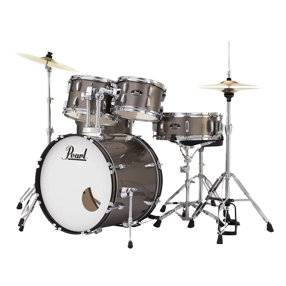 Pearl Drums Roadshow Series Complete 5 Pc Drumset With 18" Kick Drum Including 2 Cymbals, Hardware And Throne Rs-585-C-C 2