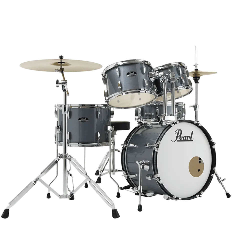 Pearl Drums Roadshow Series Complete 5 Pc Drumset With 18" Kick Drum Including 2 Cymbals, Hardware And Throne Rs-585-C-C 3