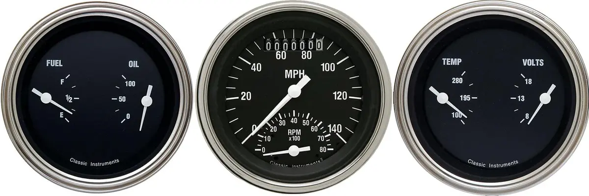 Classic Instruments Hot Rod Series Analog Gauge Set – 5-Gauge Bundle, Hr34Slf 1