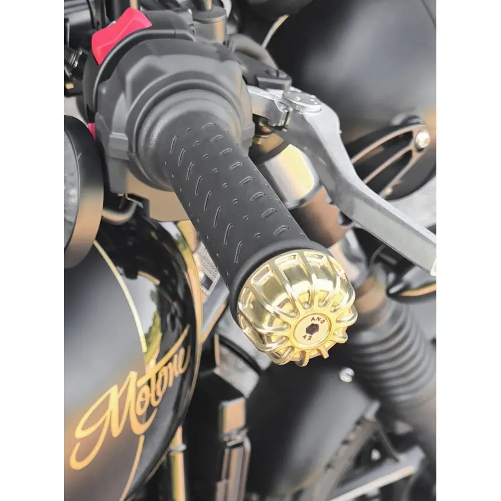 Motone Gemini Brass Bar End Handlebar Cap Covers Finishers Triumph Etc 1