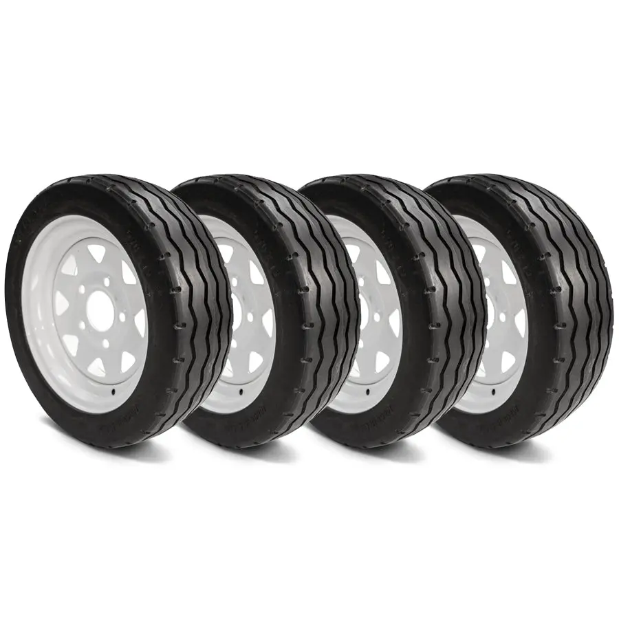 480X12 Flat Free Golf Cart & Industrial Vehicle Tires & Wheel Assembly - Set Of 4-(48012) 1