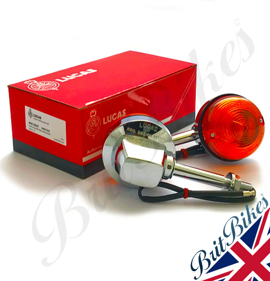 Pair Of Genuine Lucas 3" Short Stem Indicators Triumph Bsa Norton 54057553 L874 1